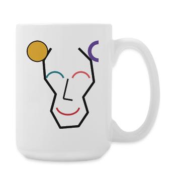 Visage géométrique coloré joyeux - Grande tasse 440 ml - blanc - Droite