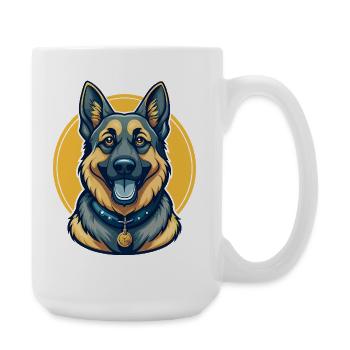 Clipart de dessin animé mascotte Kawaii avec un berger allemand - Grande tasse 440 ml - blanc - Droite