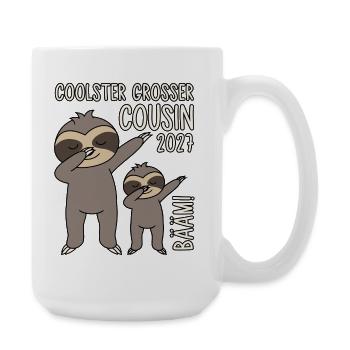 Coolster großer Cousin 2027 Bääm! Dabbing Faultier - Große Tasse 440 ml - Weiß - Rechts