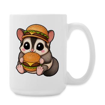Mignonne martre thylacine avec dessin animé Burger - Grande tasse 440 ml - blanc - Droite