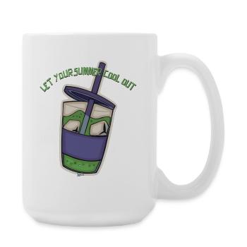 Autocollant de boisson fraîche d’été - Grande tasse 440 ml - blanc - Droite
