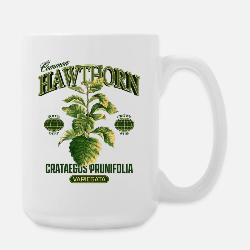 Common Hawthorn Botanical Art - Große Tasse 440 ml - Weiß