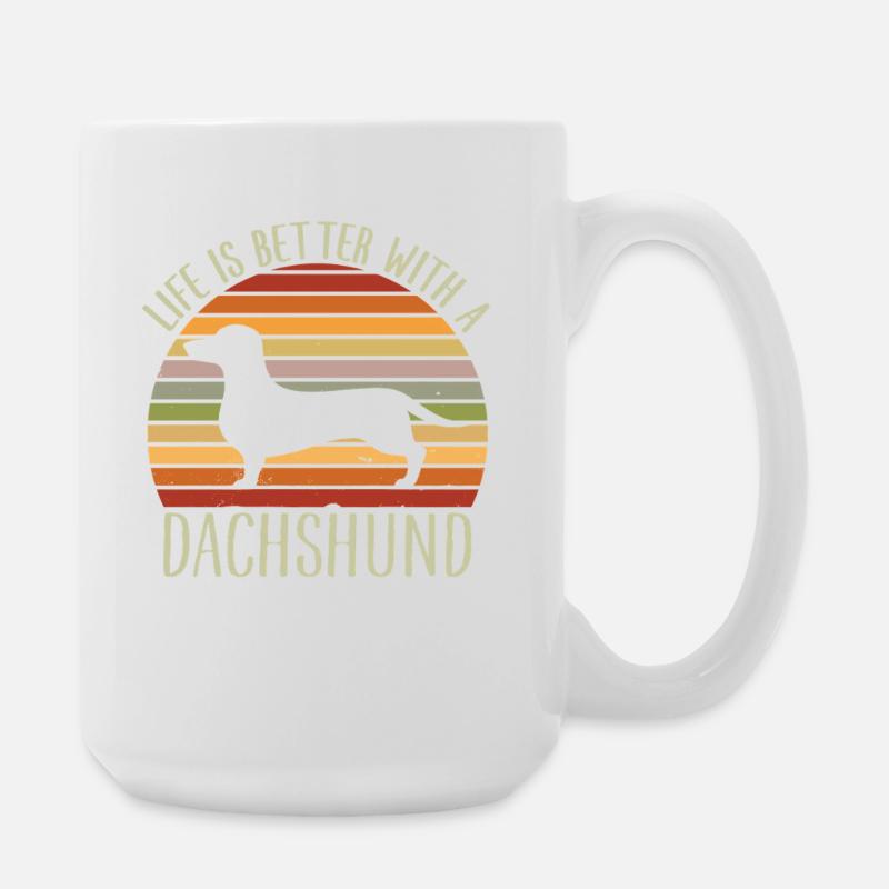 Das Leben ist besser mit einem Dackel - Große Tasse 440 ml - Weiß