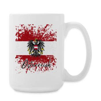 Flag of Austria grunge, I love Austria - Large Mug 440 ml - white - Right