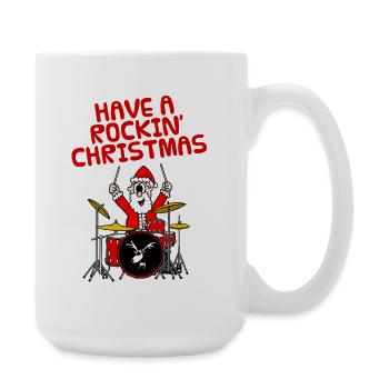 Père Noël jouant des tambours, tambour de Noël musicien - Grande tasse 440 ml - blanc - Droite