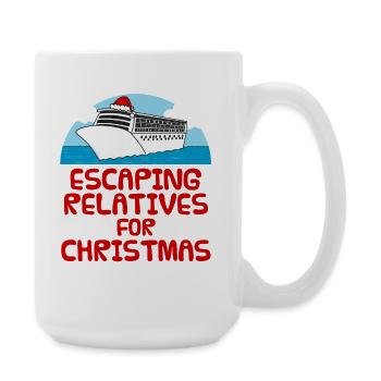 Escaping Relatives For Christmas Cruise Ship Funny - Large Mug 440 ml - white - Right