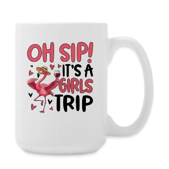 Pinke Flamingo Trink Spaß Design - Große Tasse 440 ml - Weiß - Rechts