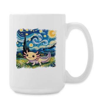 Whimsical Axolotl Under Starry Night - Large Mug 440 ml - white - Right
