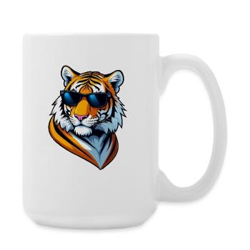 Cool Tiger avec lunettes de soleil - Grande tasse 440 ml - blanc - Droite