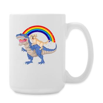 Fantaisiste Dinosaure & golden retriever Arc-en-ciel - Grande tasse 440 ml - blanc - Droite