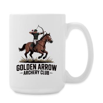 Dynamisches Bogenschützenwappen zu Pferd - Große Tasse 440 ml - Weiß - Rechts