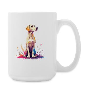 Colorful Labrador dog portrait on spray paints - Large Mug 440 ml - white - Right