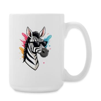 Zèbre cool avec des lunettes de soleil et des couleurs vives - Grande tasse 440 ml - blanc - Droite