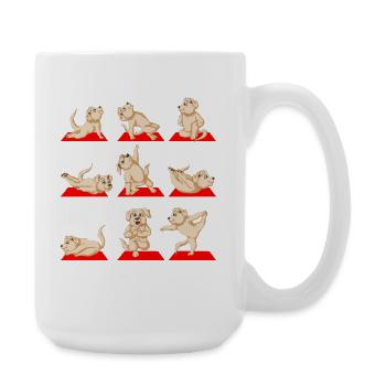 Adorable Puppy golden retriever Yoga Poses - Large Mug 440 ml - white - Right