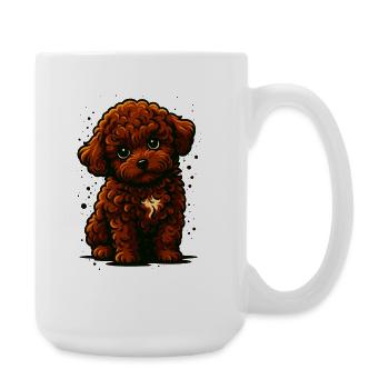 Charmante Cartoon-Pudel-Illustration, Liebeshunde - Große Tasse 440 ml - Weiß - Rechts