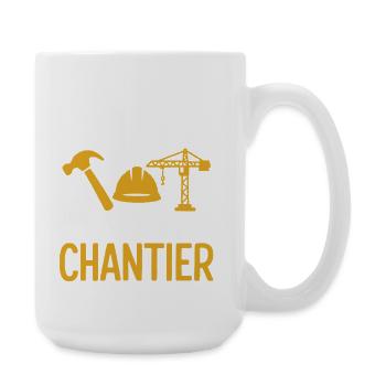 I can't, I have a construction site, design, humor, work - Large Mug 440 ml - white - Right