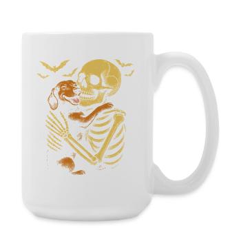 Halloween Cute Skeleton Cuddly Dachshund - Large Mug 440 ml - white - Right