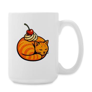 Orange Cat and Cherries Illustration - Large Mug 440 ml - white - Right