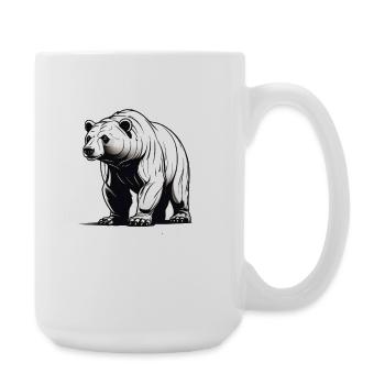 Stylish bear illustration in black and white - Large Mug 440 ml - white - Right