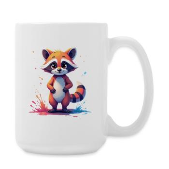 Cute raccoon design with color splash - Large Mug 440 ml - white - Right