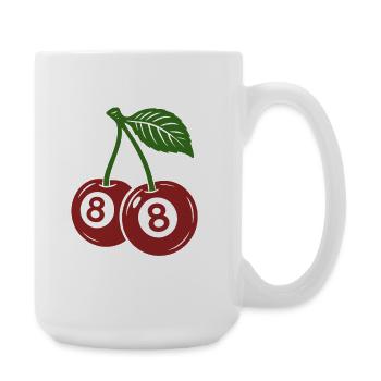 Eight Ball, Kirschen, Billard Spieler Geschenk - Große Tasse 440 ml - Weiß - Rechts