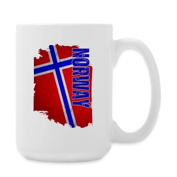 Drapeau norvégien, grunge vintage - Grande tasse 440 ml - blanc - Droite