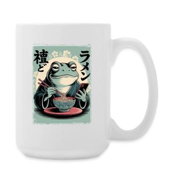 Funny frog, grumpy, Japanese art, ramen - Large Mug 440 ml - white - Right