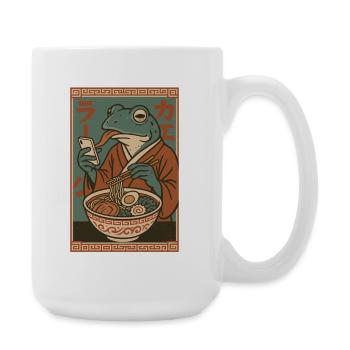 Funny frog, grumpy, Japanese art, ramen - Large Mug 440 ml - white - Right