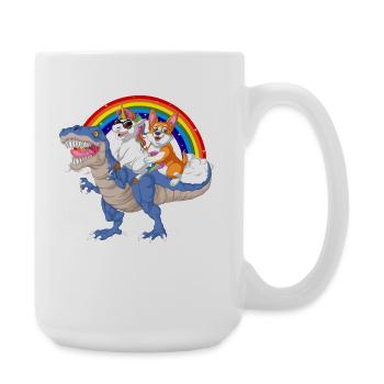 Balade fantaisiste en dinosaure avec un chien corgi fantastique - Grande tasse 440 ml - blanc - Droite