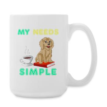 Bücher, Kaffee & Golden Doodle Vibes - Große Tasse 440 ml - Weiß - Rechts
