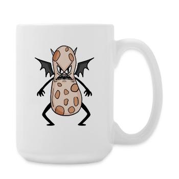 Grimmiges Erdnuss Monster mit Flügel - Große Tasse 440 ml - Weiß - Rechts