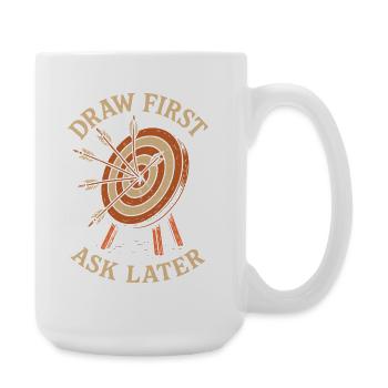 Glisser d’abord, demander plus tard, tir à l’arc - Grande tasse 440 ml - blanc - Droite
