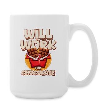 Will Work for Chocolate Illustration - Large Mug 440 ml - white - Right