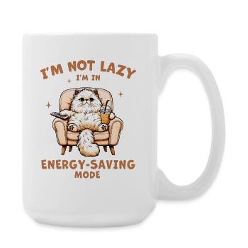Faules Kätzchen spart Energie - Große Tasse 440 ml - Weiß - Rechts