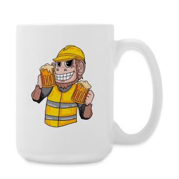 Construction worker monkey with beer - Large Mug 440 ml - white - Right