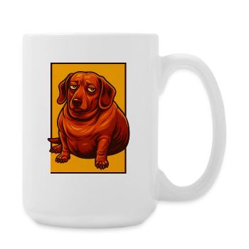 Expressive Dachshund Pop Art, Chubby Dog Lover  - Large Mug 440 ml - white - Right