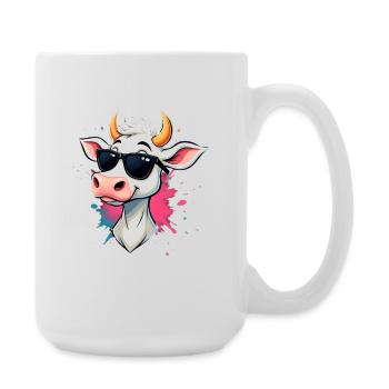 Chillen mit Sonnenbrille Kuh - Große Tasse 440 ml - Weiß - Rechts