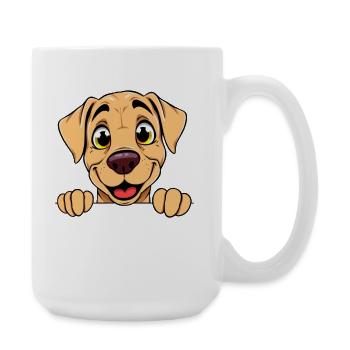 Playful dog-face print - Large Mug 440 ml - white - Right
