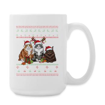 Santa Ugly Christmas Love Cats - Große Tasse 440 ml - Weiß - Rechts