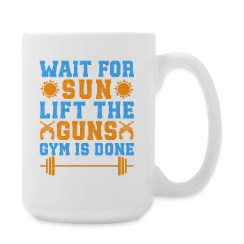 Fitness Motivation Bodybuilder Lift The Guns Gym - Große Tasse 440 ml - Weiß - Rechts