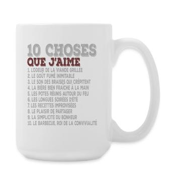 10 Things I Love Barbecue, Grilling - Large Mug 440 ml - white - Right