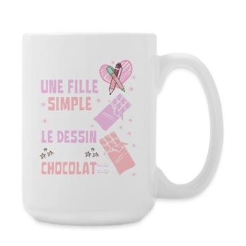 Je Suis Une Fille Simple Dessin et Chocolat - Grande tasse 440 ml - blanc - Droite