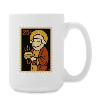 Gentle sheep with halo - Large Mug 440 ml - white - Right