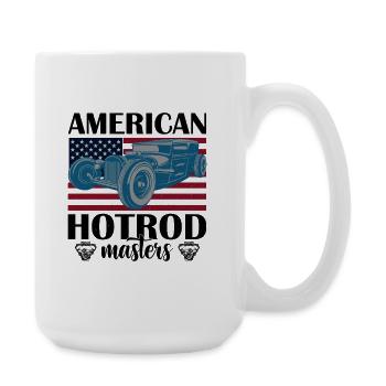 Amerikanisches Oldtimer mit Flaggenhintergrund - Große Tasse 440 ml - Weiß - Rechts