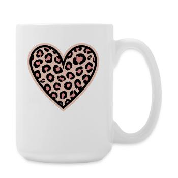 Leopard Herzmuster - Große Tasse 440 ml - Weiß - Rechts