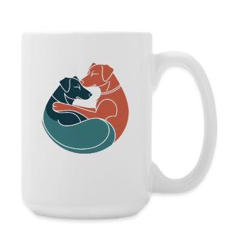 Motif de câlin de couple de chiens - Grande tasse 440 ml - blanc - Droite