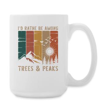 Retro Nature Mountains Silhouette Saying Hiking - Large Mug 440 ml - white - Right