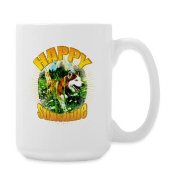 Happiness and sunshine with husky portrait - Large Mug 440 ml - white - Right