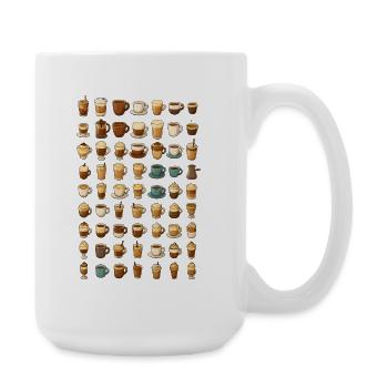 Verschiedene Kaffee-Getränke Illustration - Große Tasse 440 ml - Weiß - Rechts