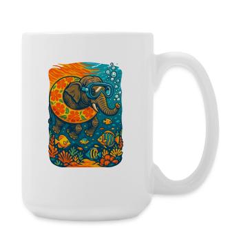 Lebendige Unterwasser-Elefanten-Illustration - Große Tasse 440 ml - Weiß - Rechts